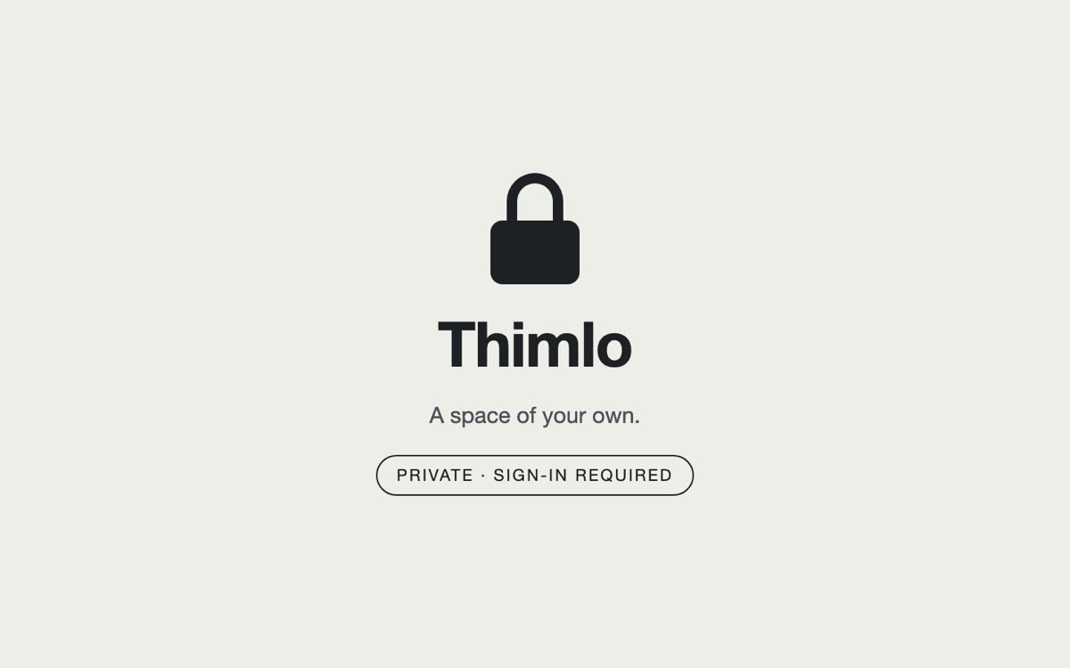 Thimlo card: a lock above the name and the note Private, sign-in required